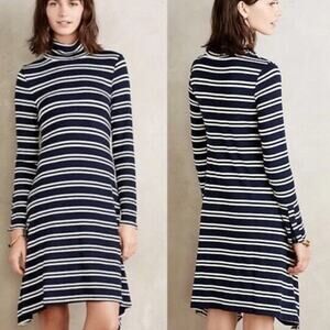 Anthropologie Maeve Turtleneck Stripe Swing Dress Size XS